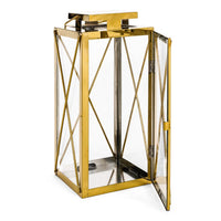 Eddie 14 Inch Lantern, Gold Stainless Steel, X Frame Design, Wire Handle -BM321663