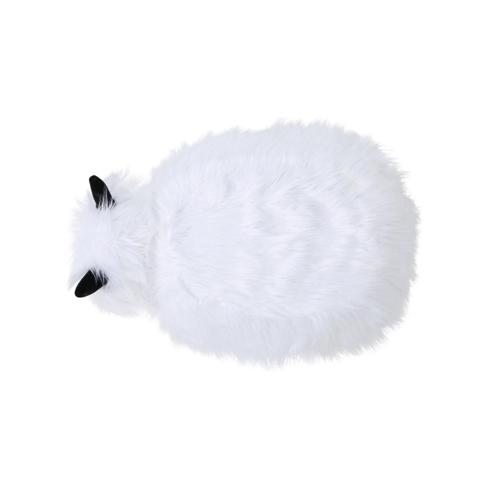 Massy Yak Kids Ottoman, White Fur Plush Cushions, Light Brown Legs, 27 Inch -BM321679