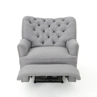 Power Recliner Lounge Chair, Button Tufted Gray Soft Fabric, Copper Accents -BM321683