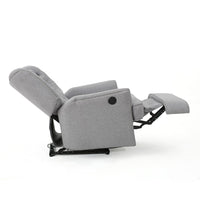 Power Recliner Lounge Chair, Button Tufted Gray Soft Fabric, Copper Accents -BM321683