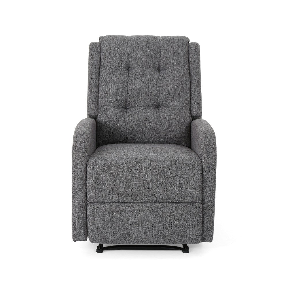 Recliner Chair, Manual Pull Tab, Button Tufted Charcoal Gray Fabric -BM321684