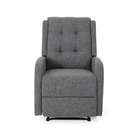 Recliner Chair, Manual Pull Tab, Button Tufted Charcoal Gray Fabric -BM321684