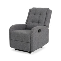 Recliner Chair, Manual Pull Tab, Button Tufted Charcoal Gray Fabric -BM321684