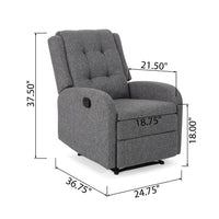 Recliner Chair, Manual Pull Tab, Button Tufted Charcoal Gray Fabric -BM321684