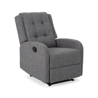 Recliner Chair, Manual Pull Tab, Button Tufted Charcoal Gray Fabric -BM321684