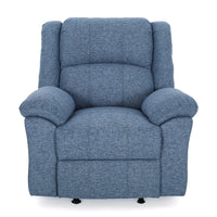 Glider Recliner Chair, Pillow Top Arms, Compact Profile, Blue Fabric -BM321685
