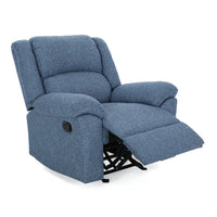 Glider Recliner Chair, Pillow Top Arms, Compact Profile, Blue Fabric -BM321685