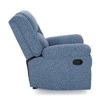 Glider Recliner Chair, Pillow Top Arms, Compact Profile, Blue Fabric -BM321685