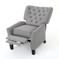 Push Back Recliner Chair, Modern Rivet Design Ergonomic, Light Gray Fabric -BM321687