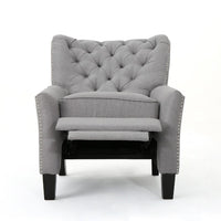 Push Back Recliner Chair, Modern Rivet Design Ergonomic, Light Gray Fabric -BM321687