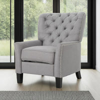 Push Back Recliner Chair, Modern Rivet Design Ergonomic, Light Gray Fabric -BM321687