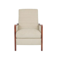 Ryka Pushback Manual Recliner Chair, Channel Stitch Beige, Birch Wood -BM321689