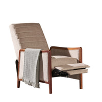 Ryka Pushback Manual Recliner Chair, Channel Stitch Beige, Birch Wood -BM321689