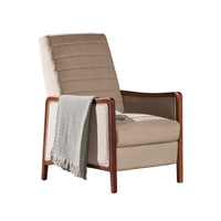 Ryka Pushback Manual Recliner Chair, Channel Stitch Beige, Birch Wood -BM321689