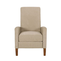 Manual Recliner Club Chair, Push Back Design, Brown Rubberwood, Beige  -BM321690