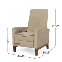 Manual Recliner Club Chair, Push Back Design, Brown Rubberwood, Beige  -BM321690