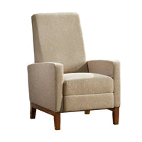 Manual Recliner Club Chair, Push Back Design, Brown Rubberwood, Beige  -BM321690
