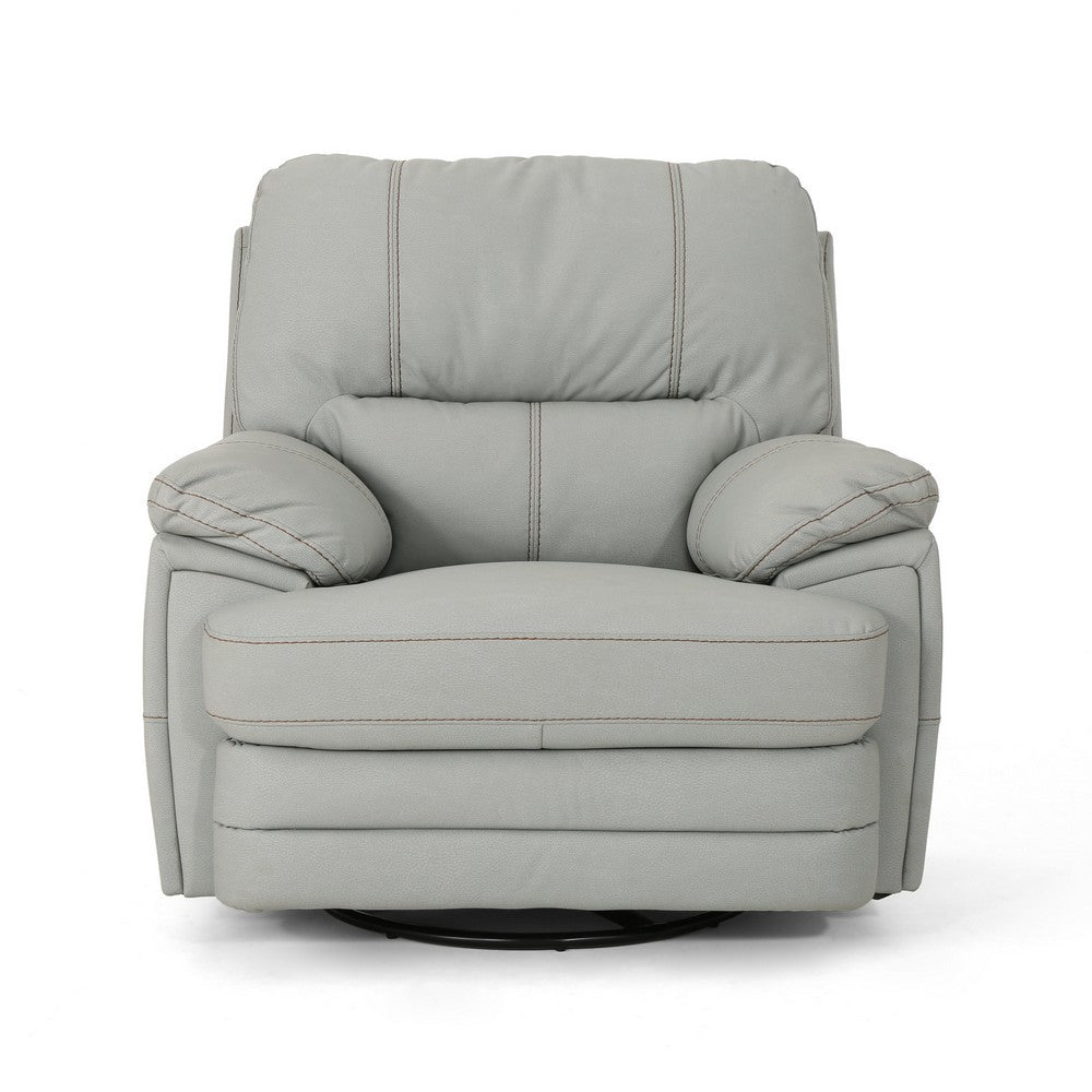 Power Recliner Chair with Swivel, USB Port, Light Gray Faux Leather -BM321691