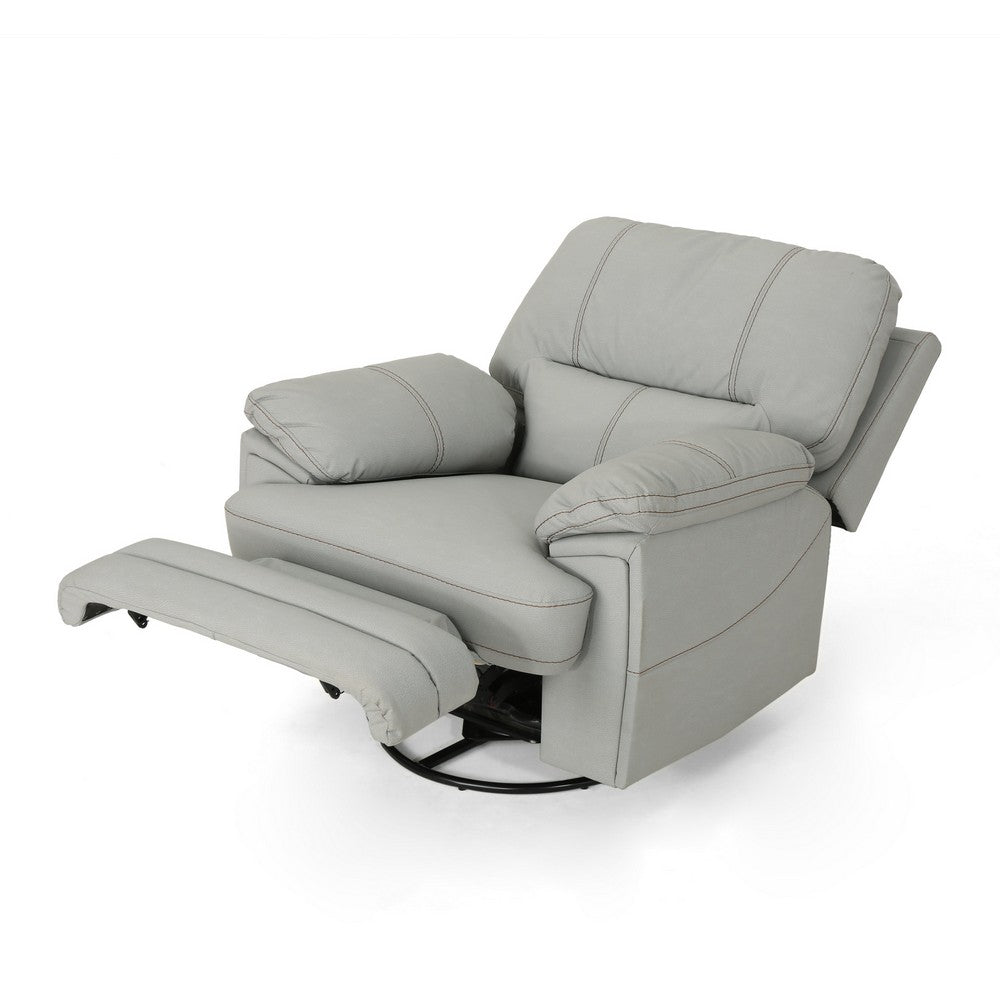 Power Recliner Chair with Swivel, USB Port, Light Gray Faux Leather -BM321691
