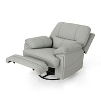 Power Recliner Chair with Swivel, USB Port, Light Gray Faux Leather -BM321691