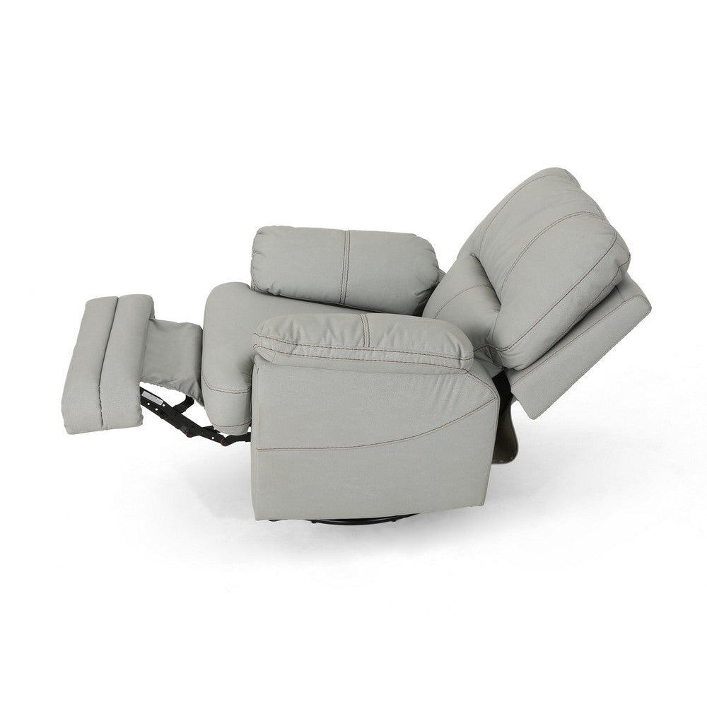 Power Recliner Chair with Swivel, USB Port, Light Gray Faux Leather -BM321691