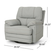 Power Recliner Chair with Swivel, USB Port, Light Gray Faux Leather -BM321691