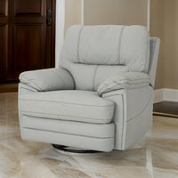 Power Recliner Chair with Swivel, USB Port, Light Gray Faux Leather -BM321691