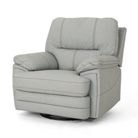 Power Recliner Chair with Swivel, USB Port, Light Gray Faux Leather -BM321691