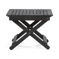 Kyre Outdoor Side Table, Foldable Slatted 23 Inch, Dark Gray Acacia Wood -BM321694