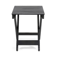 Kyre Outdoor Side Table, Foldable Slatted 23 Inch, Dark Gray Acacia Wood -BM321694