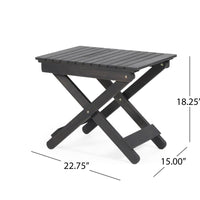 Kyre Outdoor Side Table, Foldable Slatted 23 Inch, Dark Gray Acacia Wood -BM321694