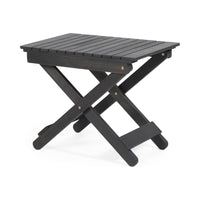 Kyre Outdoor Side Table, Foldable Slatted 23 Inch, Dark Gray Acacia Wood