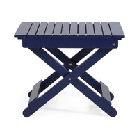 Kyre Outdoor Side Table, Foldable Slatted 23 Inch, Navy Blue Acacia Wood -BM321695