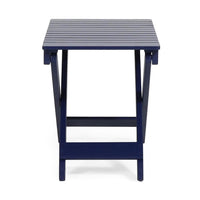 Kyre Outdoor Side Table, Foldable Slatted 23 Inch, Navy Blue Acacia Wood -BM321695