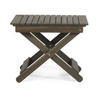 Kyre Outdoor Side Table, Foldable Slatted 23 Inch, Neutral Gray Acacia Wood -BM321696