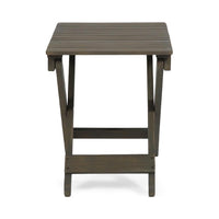 Kyre Outdoor Side Table, Foldable Slatted 23 Inch, Neutral Gray Acacia Wood -BM321696
