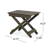 Kyre Outdoor Side Table, Foldable Slatted 23 Inch, Neutral Gray Acacia Wood -BM321696