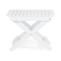 Kyre Outdoor Side Table, Foldable Slatted 23 Inch, White Acacia Wood -BM321697