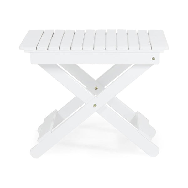 Kyre Outdoor Side Table, Foldable Slatted 23 Inch, White Acacia Wood -BM321697