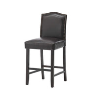 Counter Height Chair Set of 2, Nailhead Trim, Brown and Walnut Faux Leather -BM321703