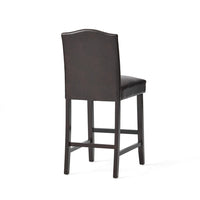 Counter Height Chair Set of 2, Nailhead Trim, Brown and Walnut Faux Leather -BM321703