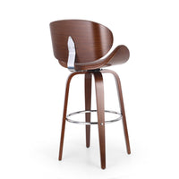 Zaine Swivel Barstool Chair, Walnut Veneer, Brown Faux Leather -BM321707
