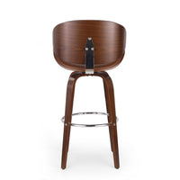 Zaine Swivel Barstool Chair, Walnut Veneer, Brown Faux Leather -BM321707