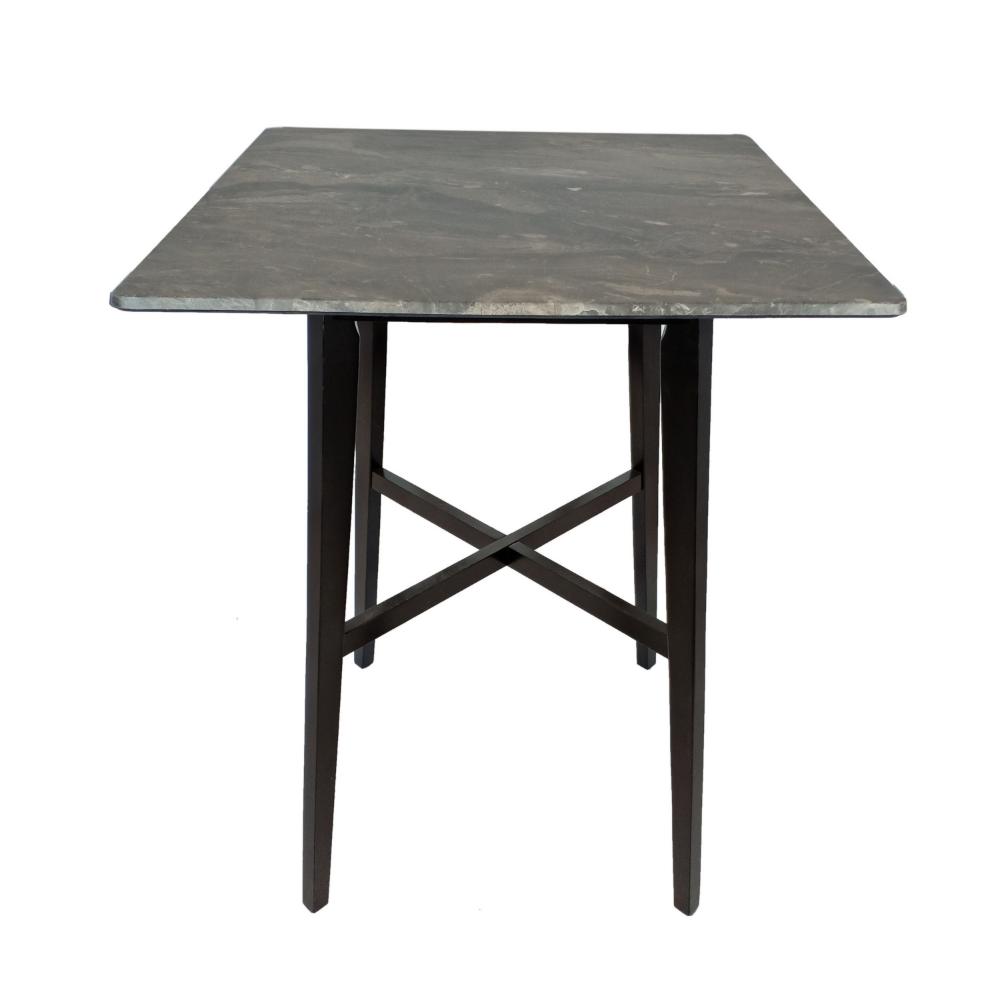 Bar Height Table, Laminate Paladina Marble Top, 42 Inch, Rubberwood, Black -BM321709