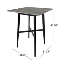 Bar Height Table, Laminate Paladina Marble Top, 42 Inch, Rubberwood, Black -BM321709