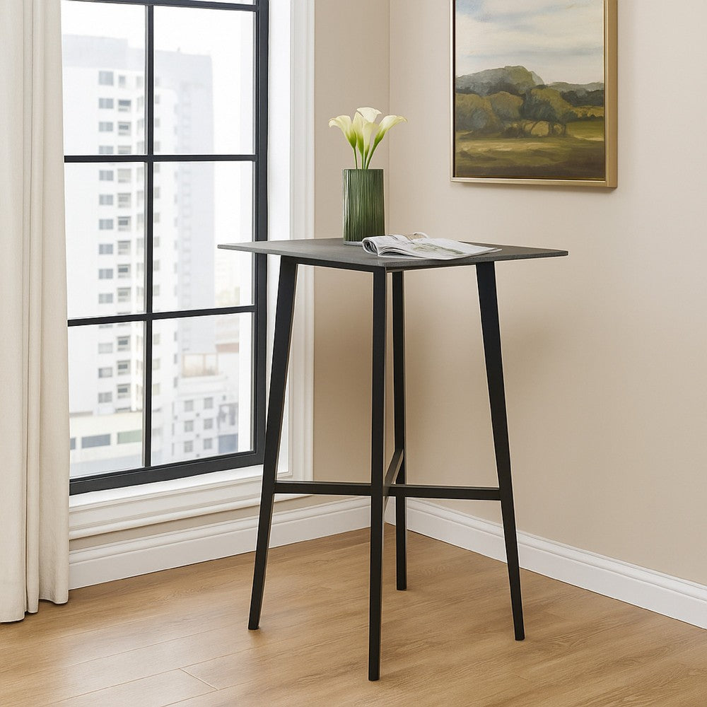 Bar Height Table, Laminate Paladina Marble Top, 42 Inch, Rubberwood, Black -BM321709