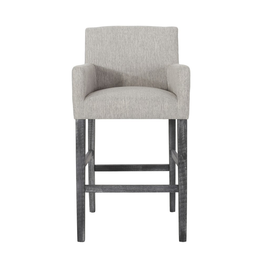 Counter Height Chair Set of 2, H-Frame Base, Rubberwood, Light Gray Fabric -BM321710