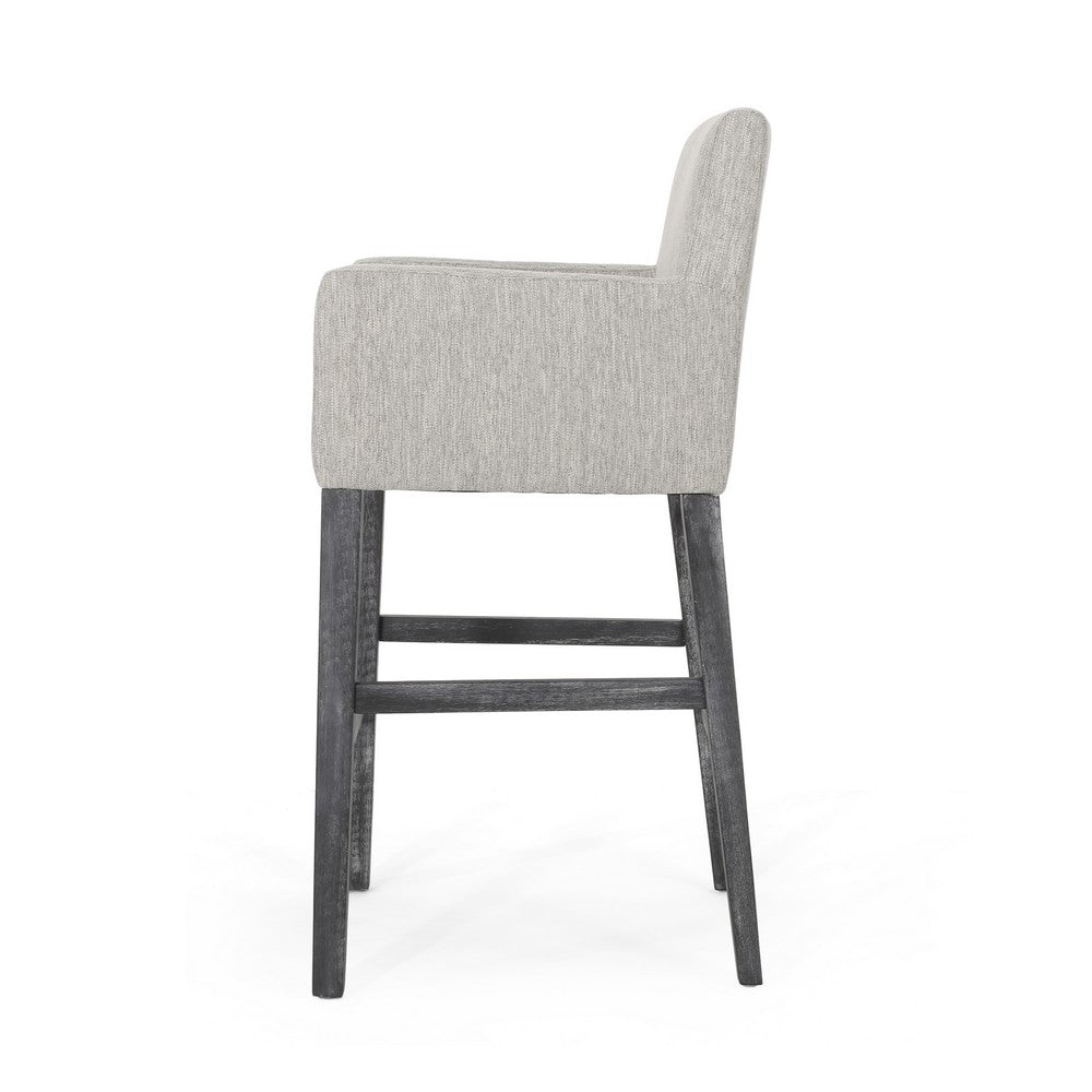 Counter Height Chair Set of 2, H-Frame Base, Rubberwood, Light Gray Fabric -BM321710