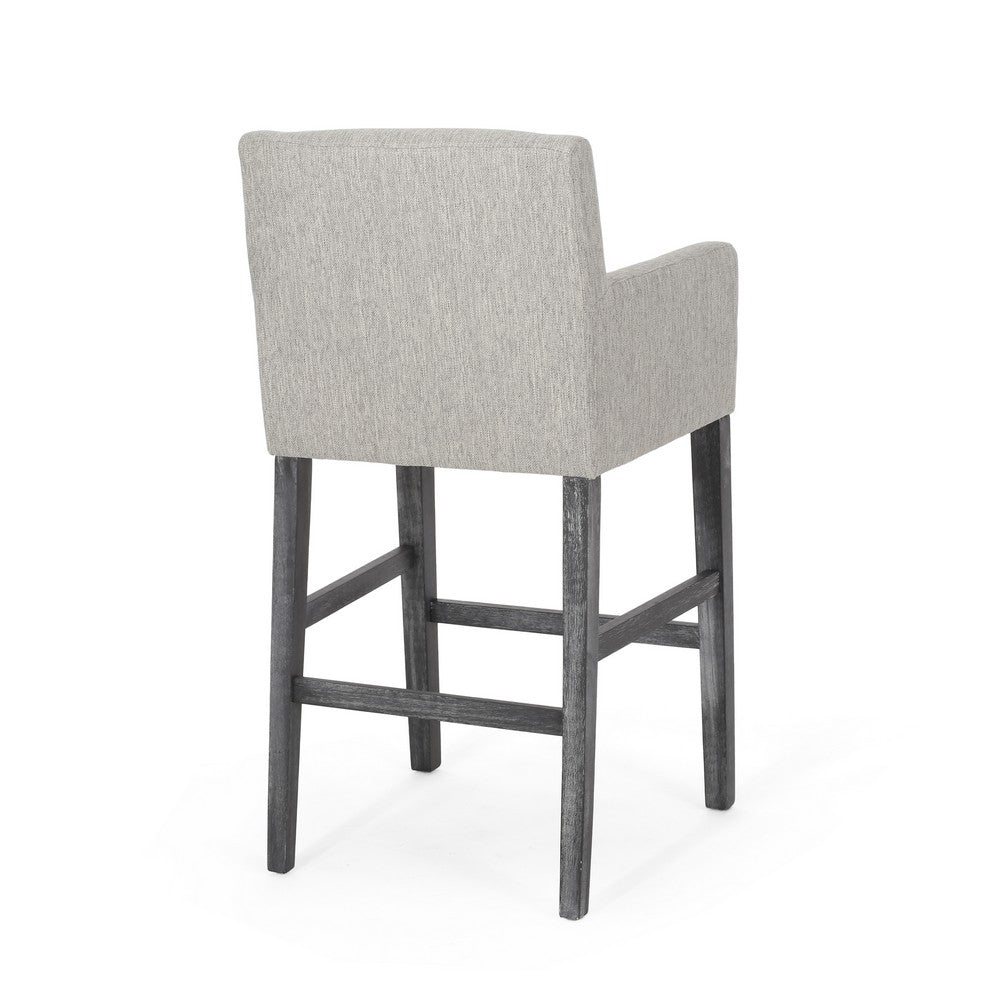 Counter Height Chair Set of 2, H-Frame Base, Rubberwood, Light Gray Fabric -BM321710