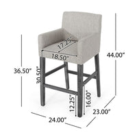 Counter Height Chair Set of 2, H-Frame Base, Rubberwood, Light Gray Fabric -BM321710